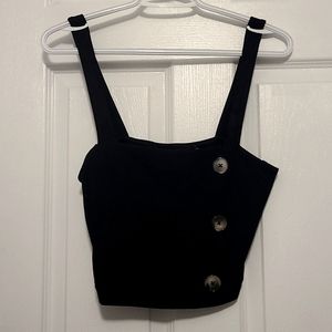 Workhall/Okakie Black Crop with Side button detail